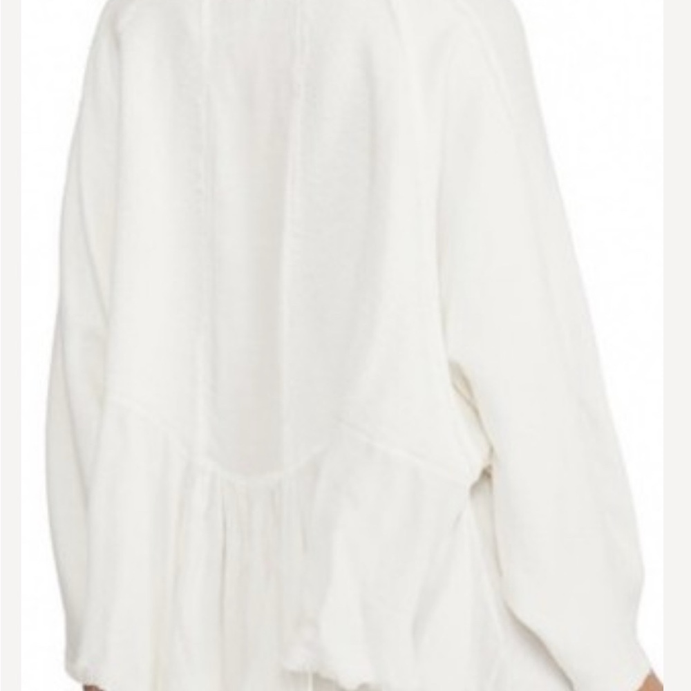 Free People Gold Duster Ivory Cream oversized asymmetrical Sweatshirt NWOT - Picture 2 of 9